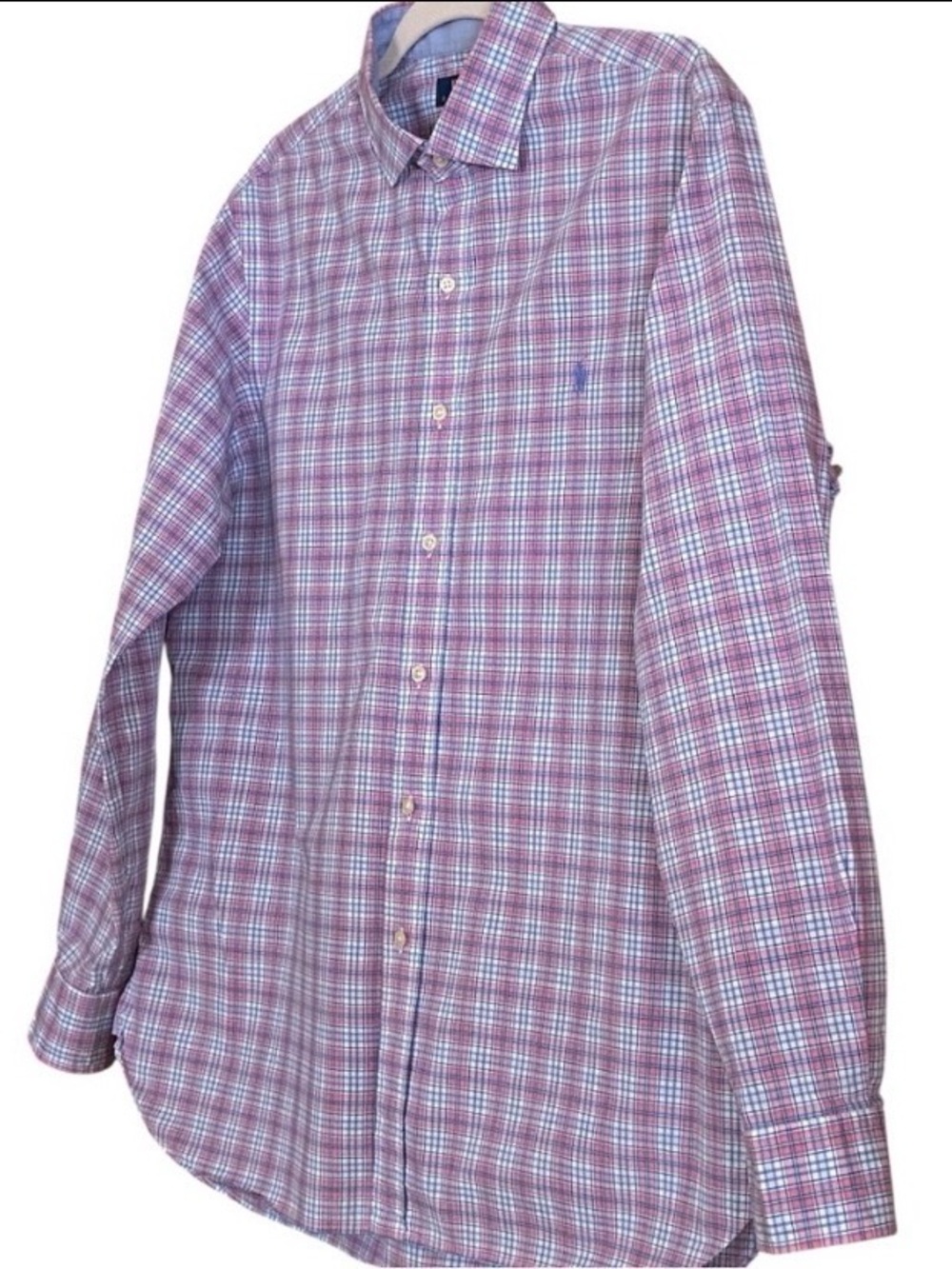 Polo Ralph Lauren Men’s Large Pink Blue Plaid Button Down Shirt - Picture 4 of 8